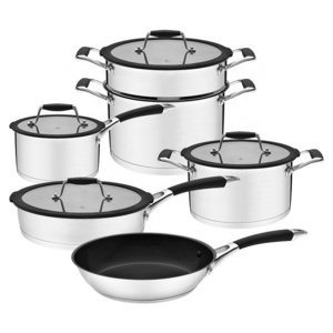 Customization 10 pieces stainless steel kitchen cooking pots and pans set nonstick cookware with steamer