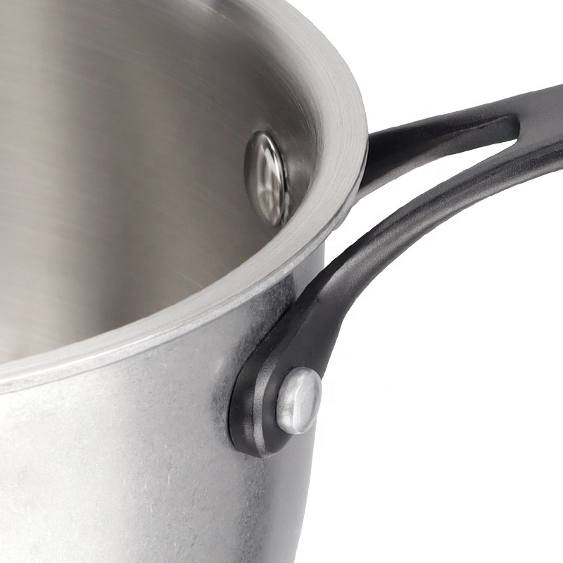 High quality triply stainless steel sauce pan non stick cookware 1.5L induction milk saucepan with lid