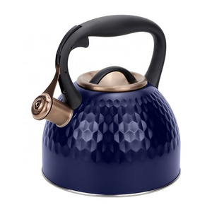 Gas stovetop tea pot induction modern Water kettle stainless steel luxury whistling kettle with pressed hammer pattern