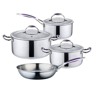 Triply Stainless Steel Cooking Pots And Pans Cookware Set Kitchen Cooking Pot Set With Glass Lid