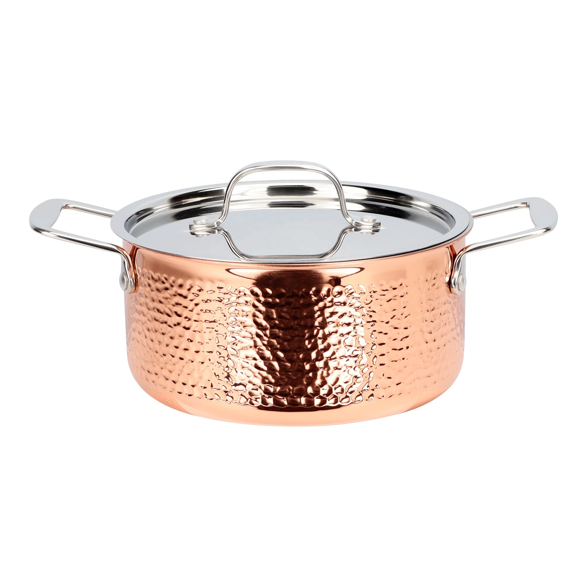 Wholesale customization copper cooking pots and pans tri-ply stainless steel casserole