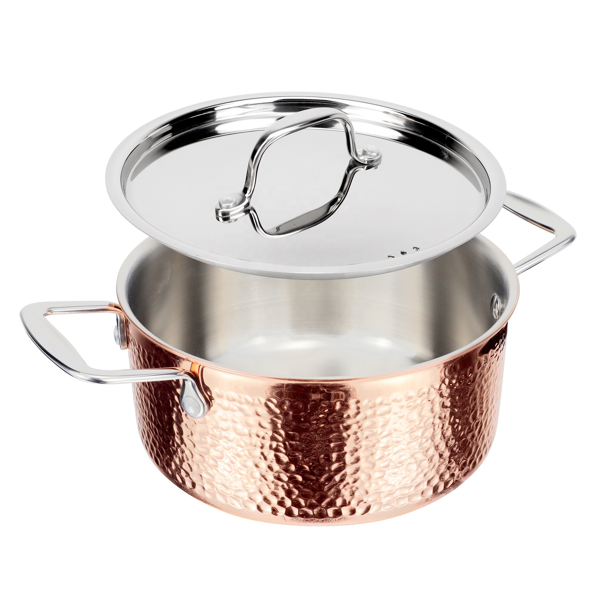 Wholesale customization copper cooking pots and pans tri-ply stainless steel casserole