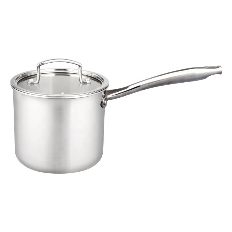 Long Handle Nonstick Triply Food Grade Stainless Steel Sauce Pan SS 304 Milk Pot