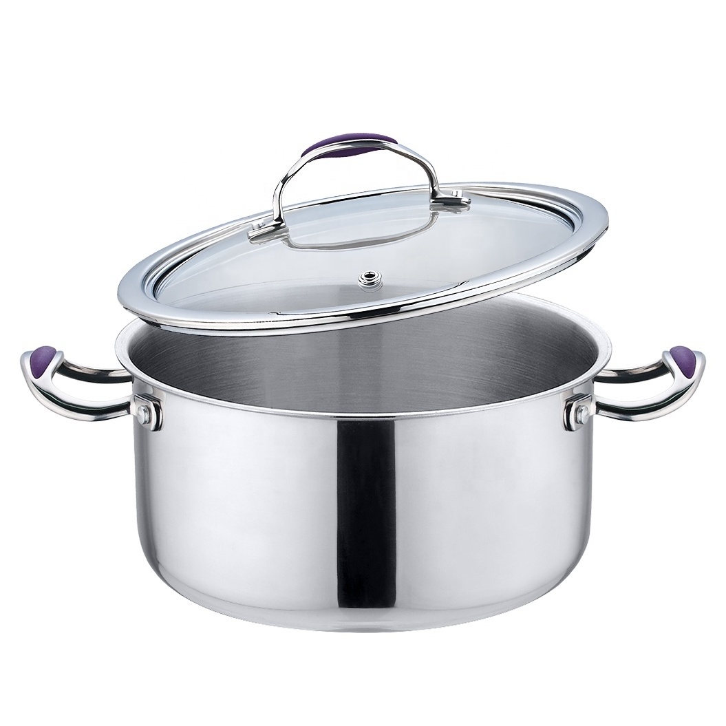 Triply Stainless Steel Cooking Pots And Pans Cookware Set Kitchen Cooking Pot Set With Glass Lid