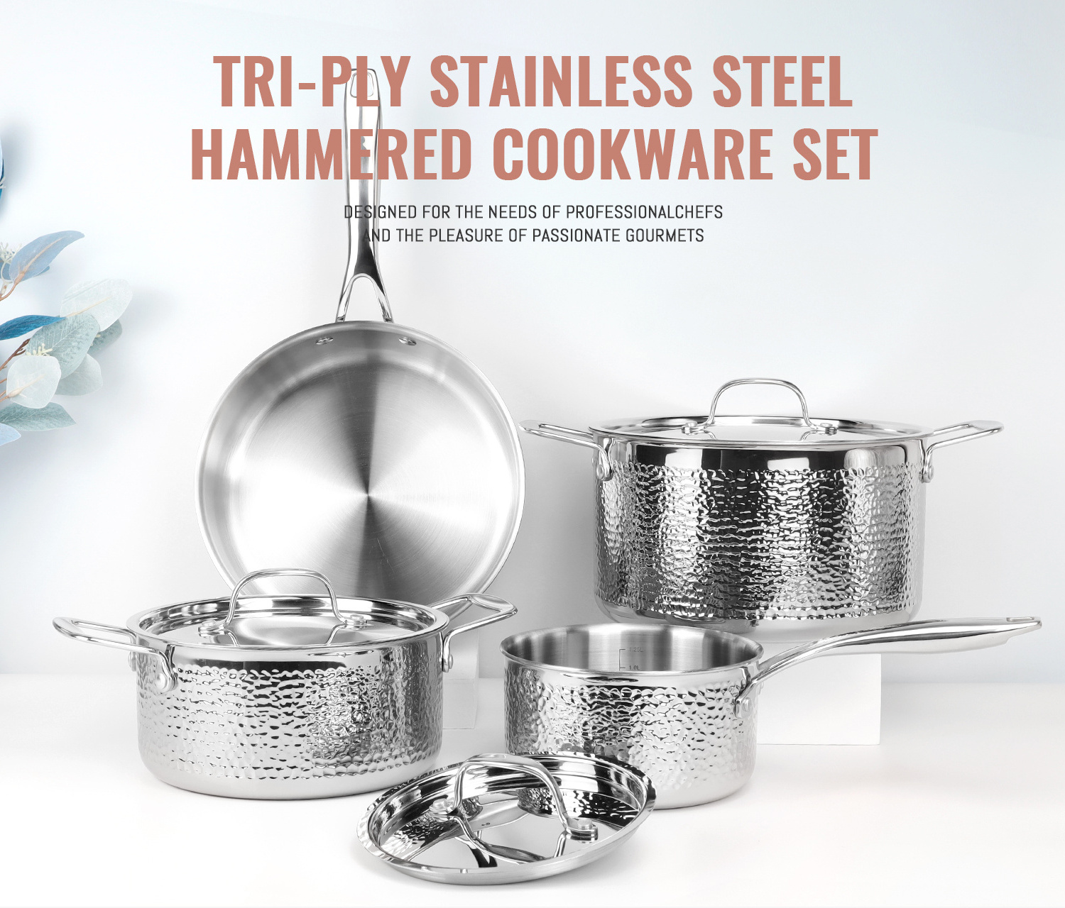 Wholesale Manufacturers Cooking Pots And Pans Triply Stainless Steel Cookware Set For Home Kitchen