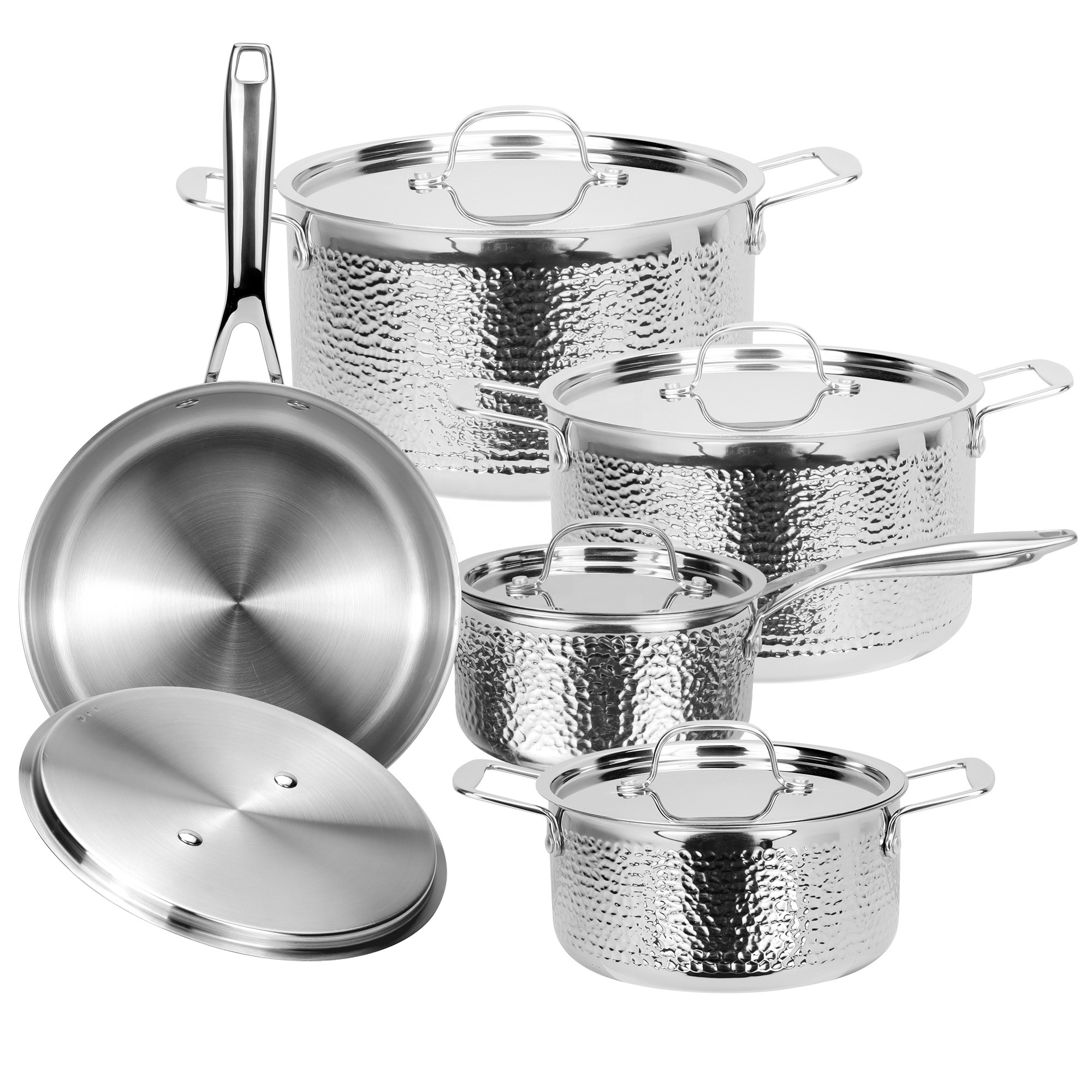 Wholesale Cookware Manufacturers Cooking Pot Sauce Pan Triply Stainless Steel Cookware Set For Home Kitchen