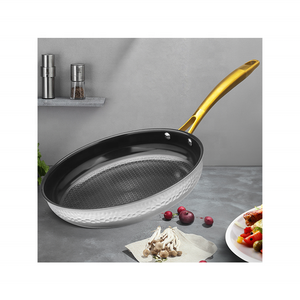 Wholesale customization kitchen cooking pots and pans nonstick cookware 3-ply stainless steel frying pan