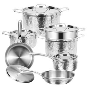 Wholesale 12pcs Luxury Kitchen 304 Triply stainless steel Cooking Ware Pots And Pans Cookware Set