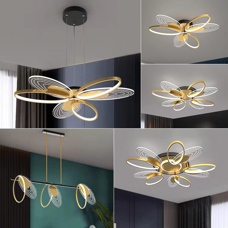 New Design Decoration Indoor Living Room Gold Black 60W 120W Aluminum LED Modern Ceiling Lamp