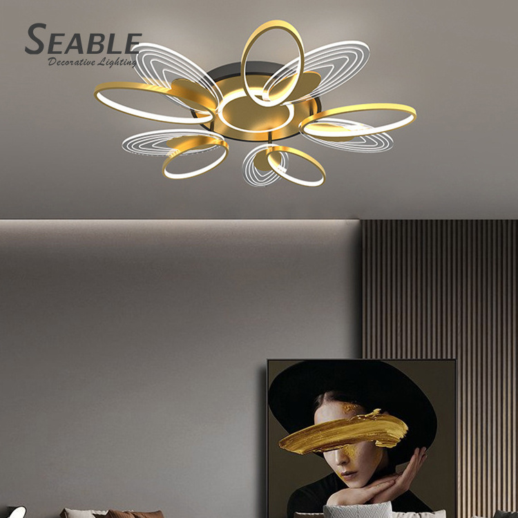 New Design Decoration Indoor Living Room Gold Black 60W 120W Aluminum LED Modern Ceiling Lamp