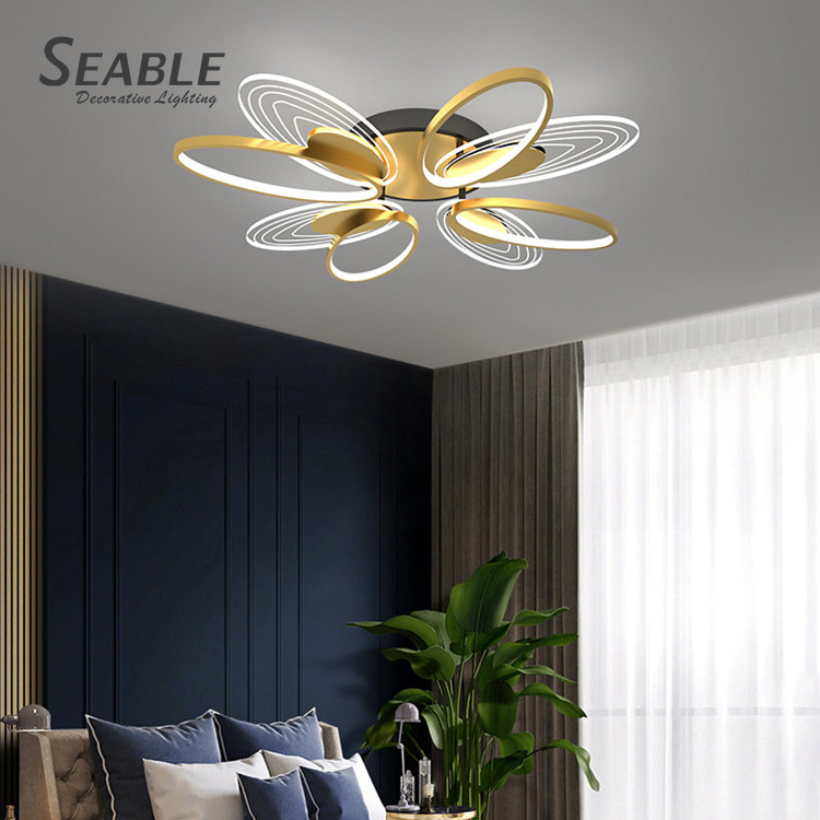 New Design Indoor Decoration Living Room Gold Black Aluminum 60W 120W Modern LED Ceiling Light