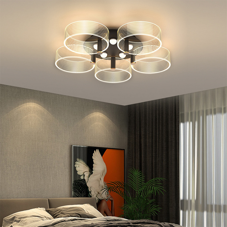 Hot Sale Indoor Luxury Decoration Bedroom Living room Acrylic Gold Black LED Modern Ceiling Light