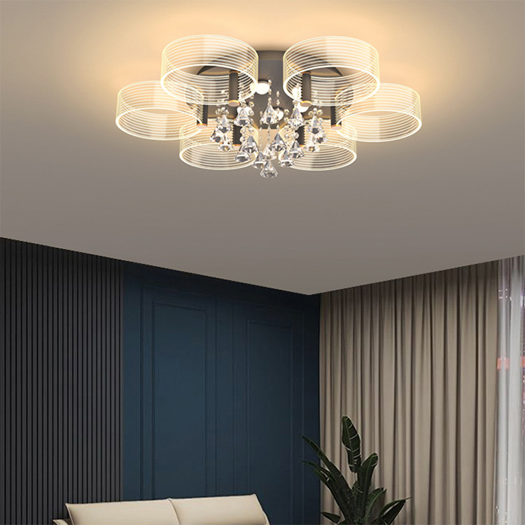 Hot Sale Indoor Luxury Decoration Bedroom Living room Acrylic Gold Black LED Modern Ceiling Light