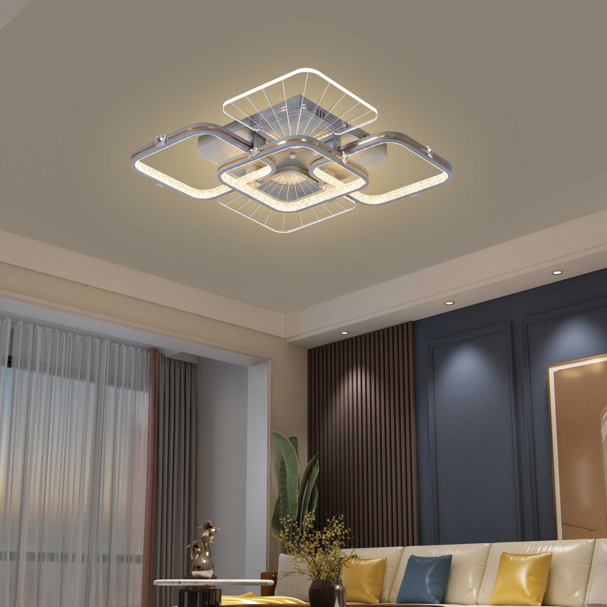 modern triangle led decorative gold ceiling light acrylic led ceiling light for bedroom