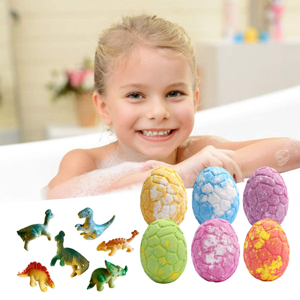 Holiday Gift Spa Organic Natural Vegan Safe Fizzer Surprise Kid Mini Toys Box Packaging Dinosaur Egg Bath Bombs