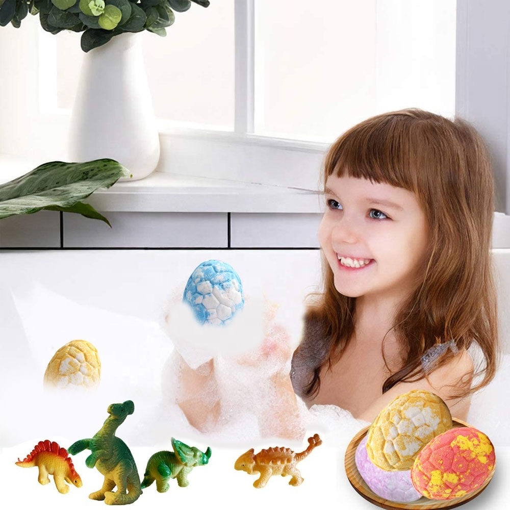 Top Seller Msds Exotic Scented Organic Bubble Egg Bubble Fizzies Surprise Dino Toy Inside Dinosaur Bath Bombs for Kids