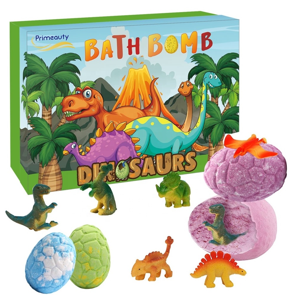 Top Seller Msds Exotic Scented Organic Bubble Egg Bubble Fizzies Surprise Dino Toy Inside Dinosaur Bath Bombs for Kids