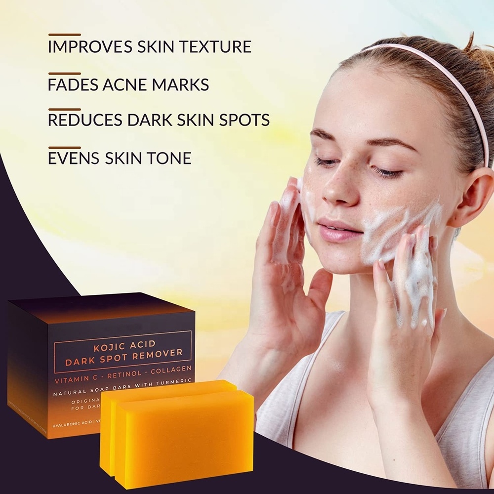 wholesale custom kojie san skin lightening soap bar bath organic natural handmade whitening Olive Oil Turmeric kojic acid soap