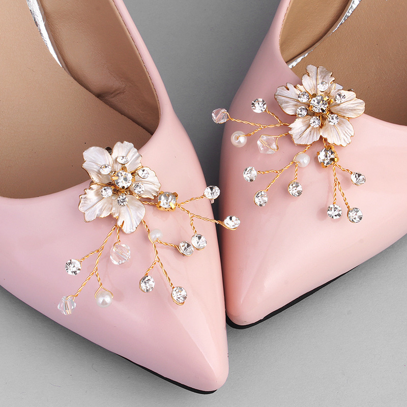 LUOXIN Wedding Decorations Gold Alloy Flower Shoe Buckles Women Bridal Wedding Shoes Decoration