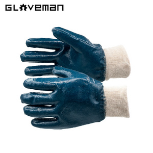 GLOVEMAN oil resistant cotton knitted nitrile coated waterproof gloves rigger construction industrial Safety Work dipping gloves