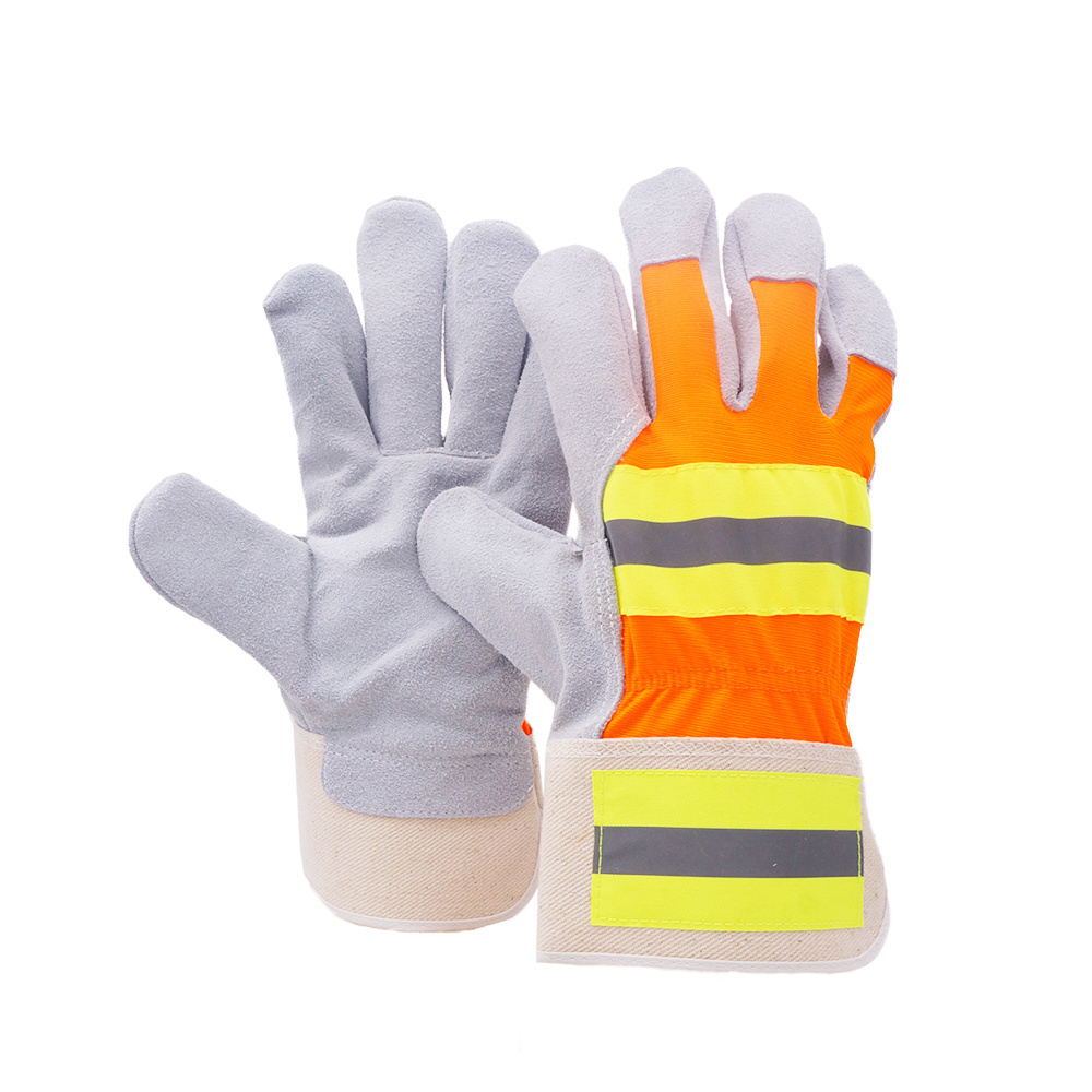 GLOVEMAN custom Rigger oil HI VIS Reflective industrial construction Safety work Cowhide leather tig welding gloves