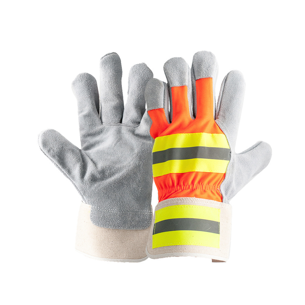 GLOVEMAN custom Rigger oil HI VIS Reflective industrial construction Safety work Cowhide leather tig welding gloves