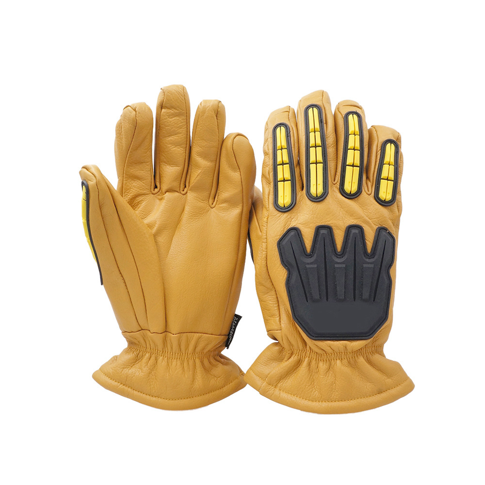 GLOVEMAN custom heavy duty industrial construction oil TPR impact safety work cowhide Leather tig welding gloves