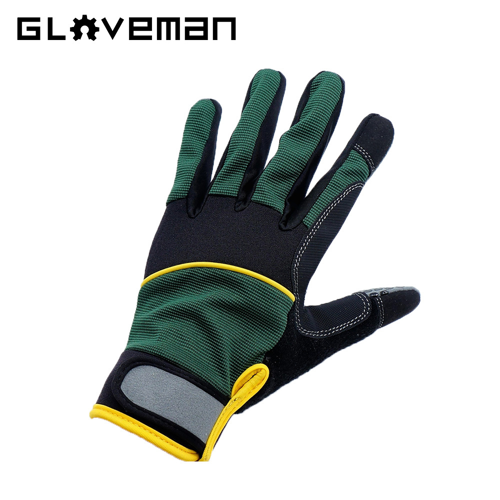 GLOVEMAN custom anti slip industrial construction household touchscreen microfiber leather mechanical safety work mechanic glove