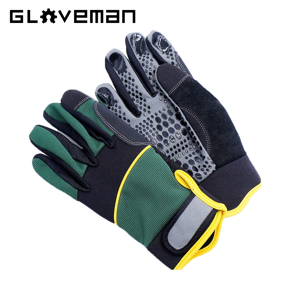 GLOVEMAN custom anti slip industrial construction household touchscreen microfiber leather mechanical safety work mechanic glove