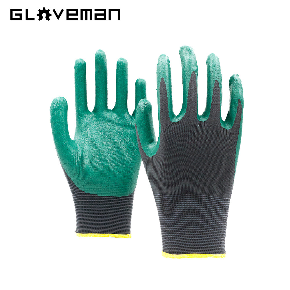 GLOVEMAN custom rigger industrial construction household safety work touchscreen knit rubber nitrile latex coated hand gloves