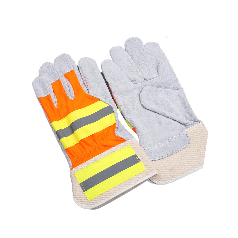 GLOVEMAN custom Rigger oil HI VIS Reflective industrial construction Safety work Cowhide leather tig welding gloves