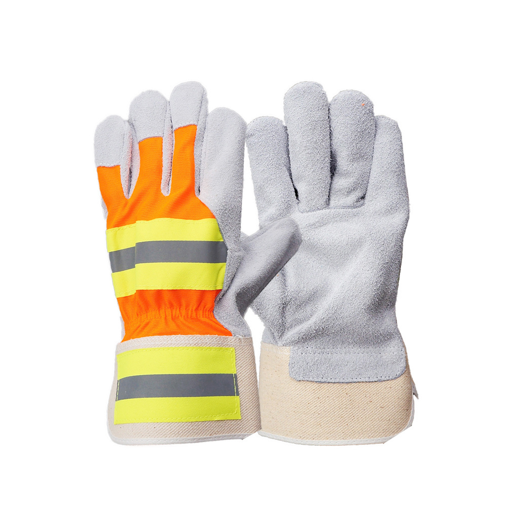 GLOVEMAN custom Rigger oil HI VIS Reflective industrial construction Safety work Cowhide leather tig welding gloves