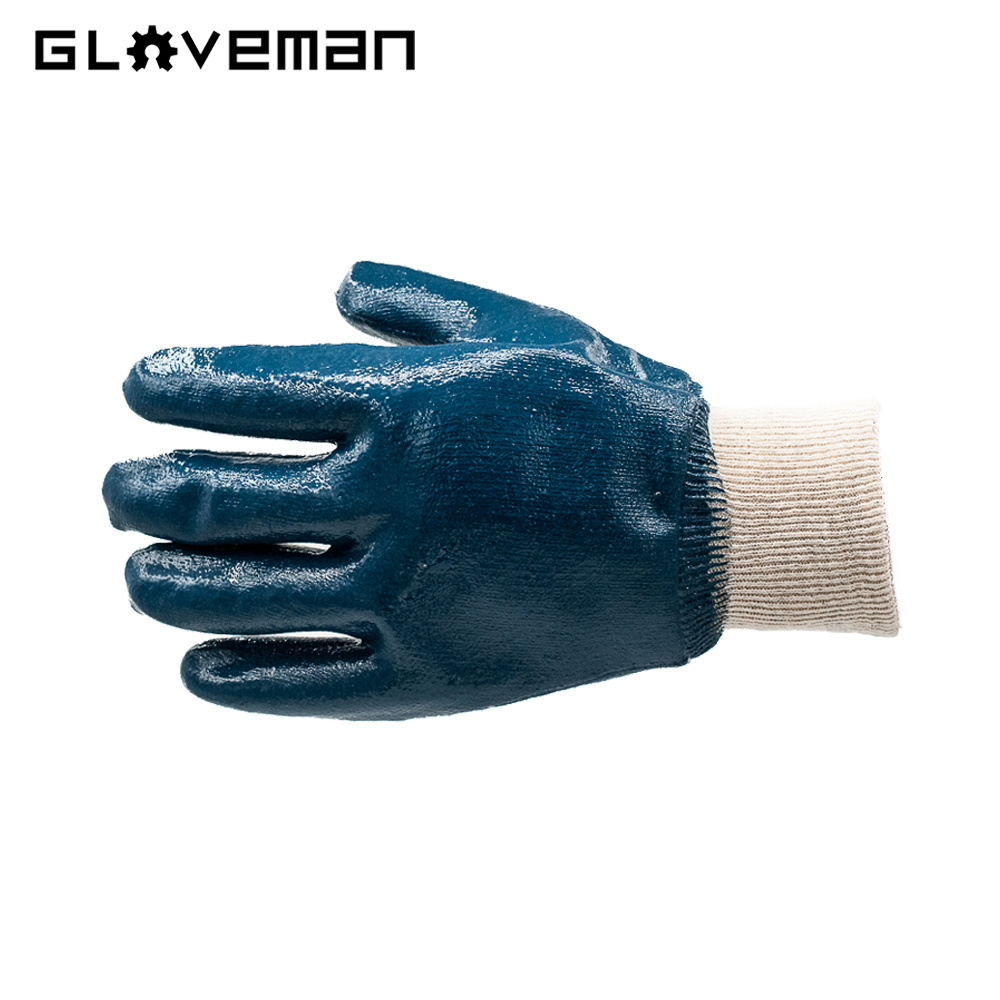 GLOVEMAN oil resistant cotton knitted nitrile coated waterproof gloves rigger construction industrial Safety Work dipping gloves