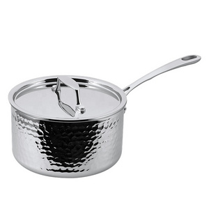 3-Ply Hammered  Stock Pot milk cooker saucepan Stainless Steel Sauce Pot with Protective Lid Stock Pot Pans