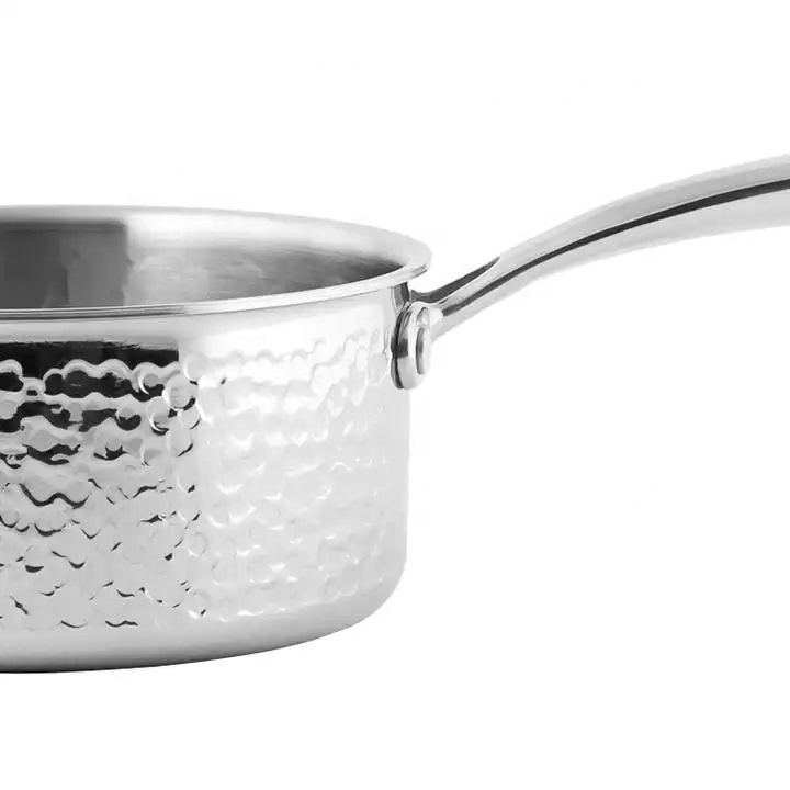 3-Ply Hammered  Stock Pot milk cooker saucepan Stainless Steel Sauce Pot with Protective Lid Stock Pot Pans