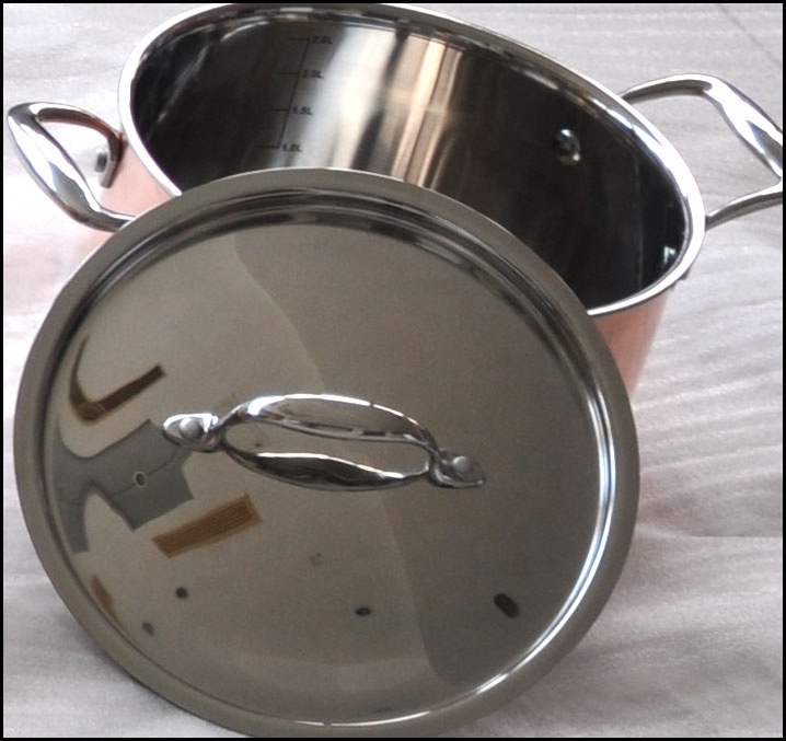 Triply copper soup pot for commercial home  stainless steel large kitchen cooking