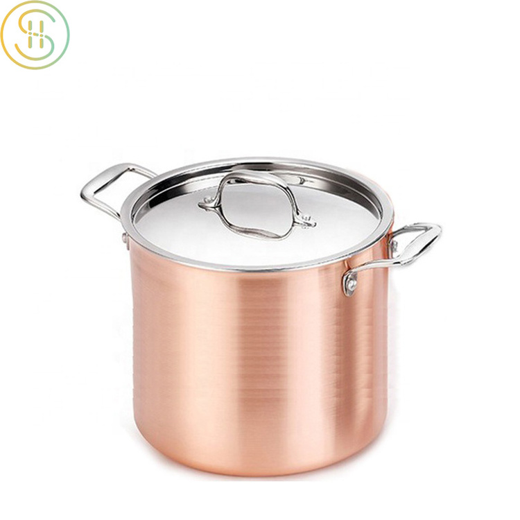 Triply copper soup pot for commercial home  stainless steel large kitchen cooking