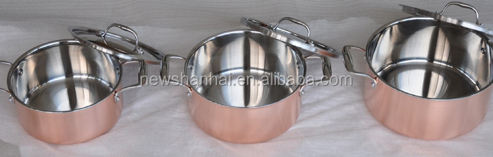 Triply copper soup pot for commercial home  stainless steel large kitchen cooking