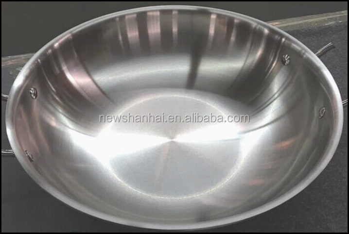 Wok with Steamer 3 Ply Stainless Steel WOKS Glass Cover Glass Lid Non-coating 304+alu.+430