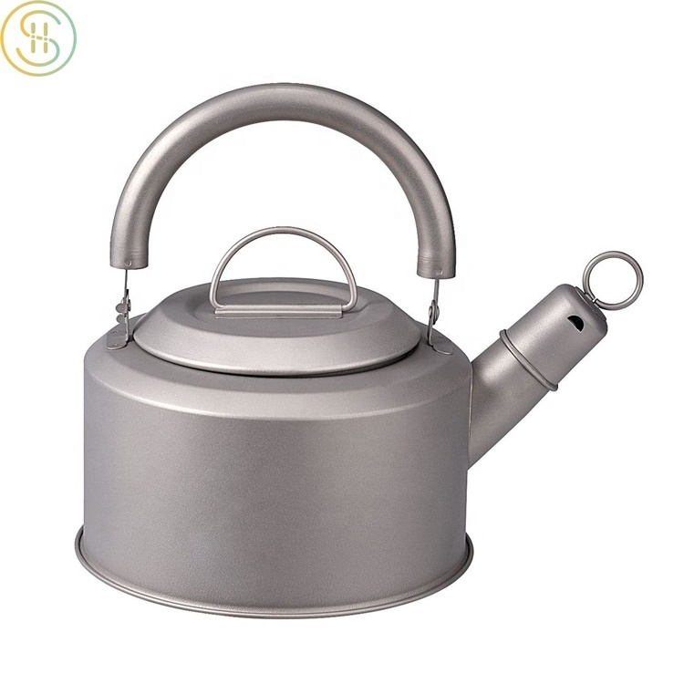 OEM Factory Titanium Kettle with Folding Handle Ultralight Portable Teapot for Outdoor Camping Coffee Maker