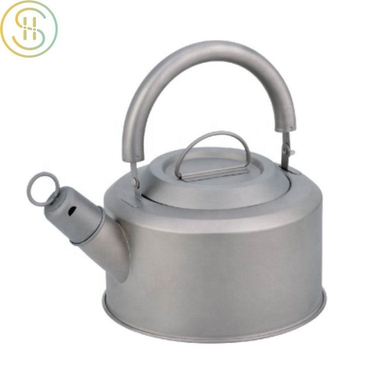 OEM Factory Titanium Kettle with Folding Handle Ultralight Portable Teapot for Outdoor Camping Coffee Maker