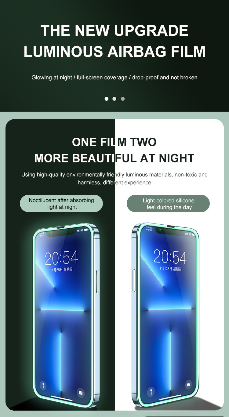 new arrival luminous tempered glass screen protector for iphone 12 13 14 pro max glow in the dark screen protectors