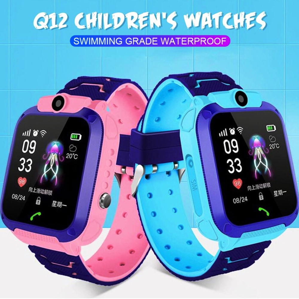 1.44 Inch Touch Screen SOS Call Anti-Lost Monitor Wrist IP67 Waterproof Child Baby gps tracker kids smart q12 watch with camera