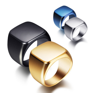 SSR002 Fashion Solid Polished Stainless Steel Biker Jewelry Rings for Men Women Silver Gold Black Blue Color Signet Ring