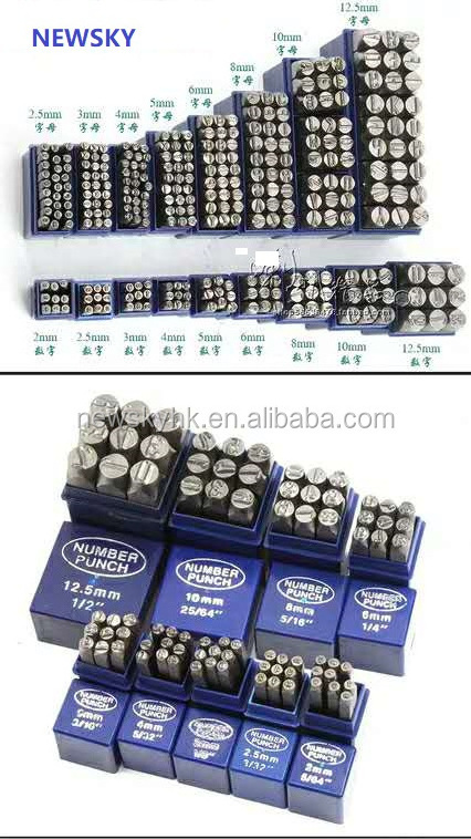 Low Stress Round Face Letter And Number  Stamp 2/3/4/5/6/7/8/10/12Mm Character Size Of Steel Alphabet Set Hand Stamp