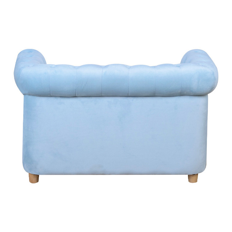 modern simple style blue wood frame foam two seats baby sofas couch furniture for bedroom preschool living room