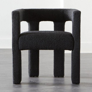 attractive design black solid wood frame  dining chairs modern luxury boucle chair for dining room