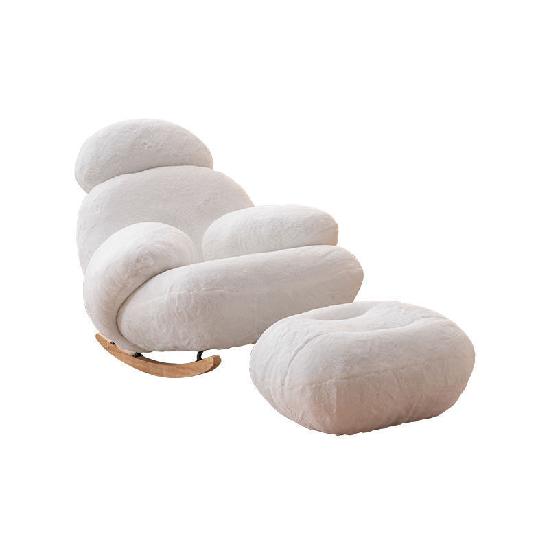 ins style cream color high quality boucle cute single sofa leisure chair rocking chair with ottoman for home