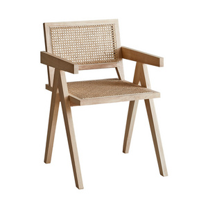 Modern outdoor restaurant furniture cane dining chair wooden dining chair rattan dining chair for outdoor patio