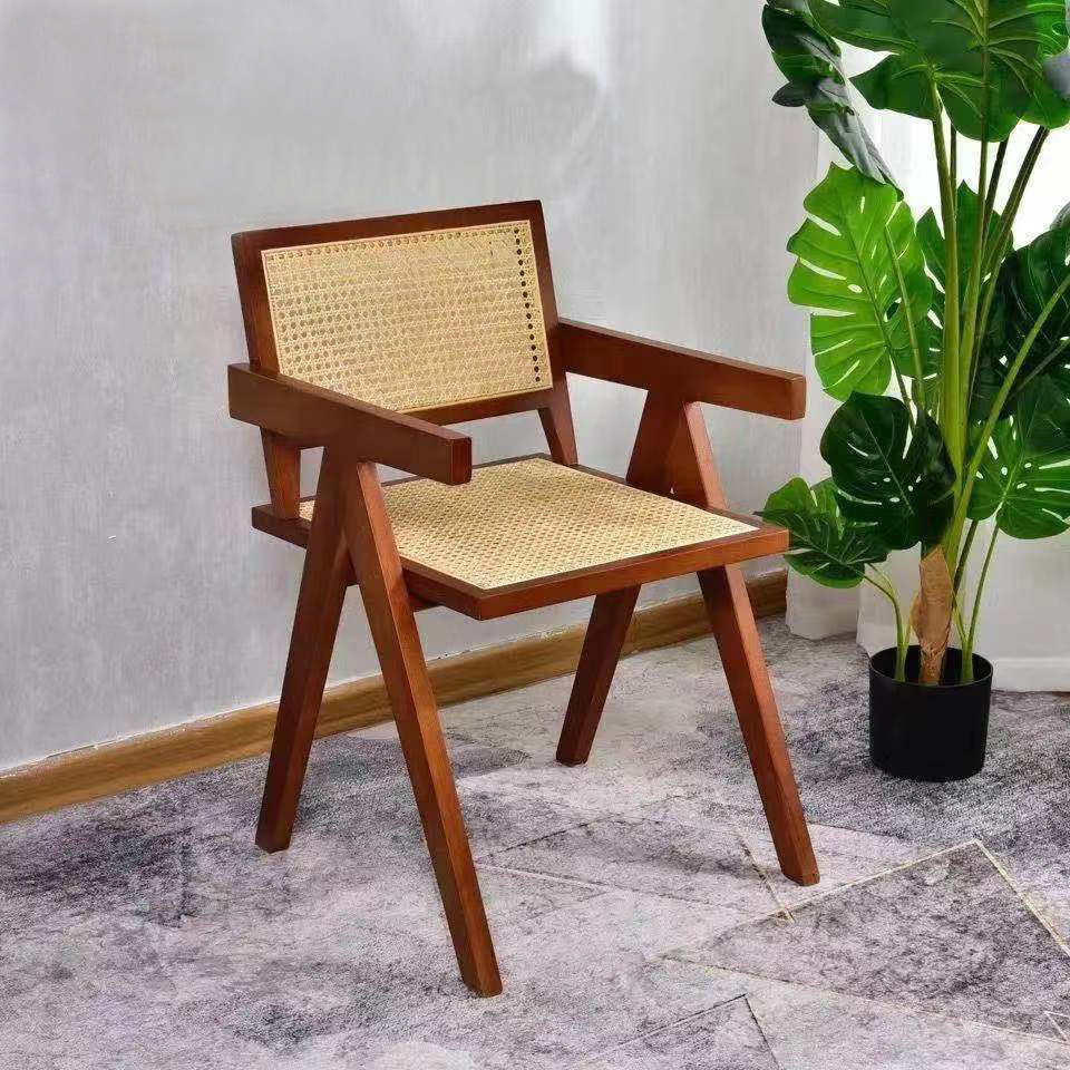 Modern outdoor restaurant furniture cane dining chair wooden dining chair rattan dining chair for outdoor patio